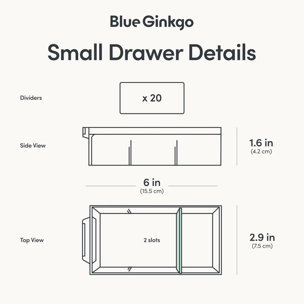Blue Ginkgo beads and craft storage setup with adjustable dividers in clear compartments.