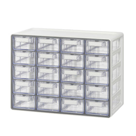 Blue Ginkgo small 20-drawer cabinet front view with transparent drawers for quick item identification.
