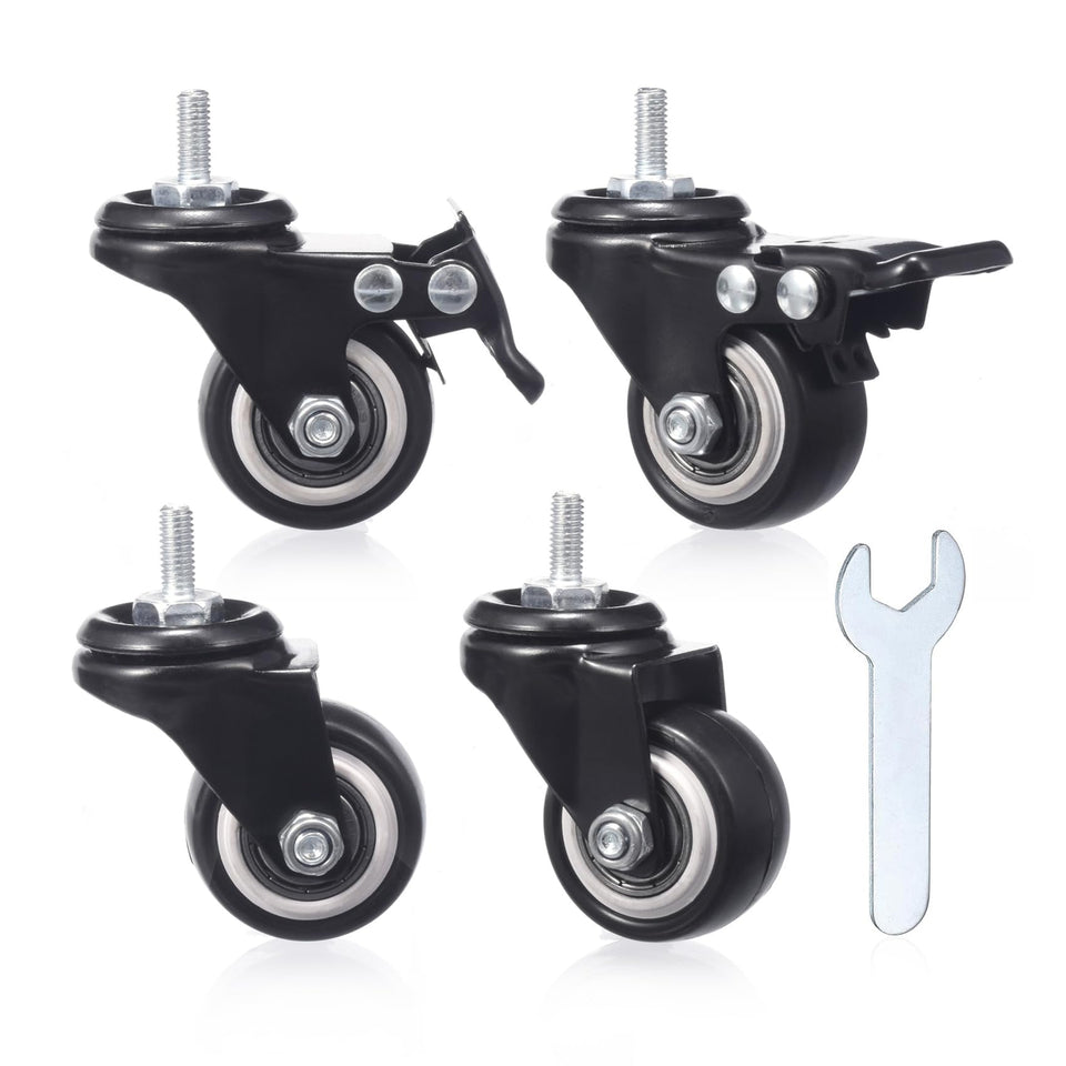 Blue Handcart 1.5-inch caster wheel set for smooth, no-mark movement.