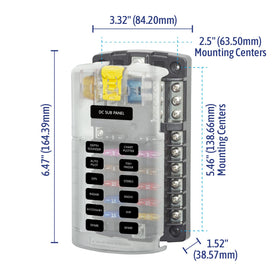 Blue Sea Systems 5026 ST blade fuse block recessed labeling areas for quick circuit ID