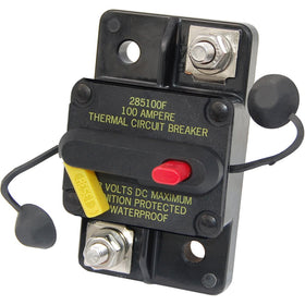 Blue Sea Systems 7184 285-Series breaker front view with trip lever for quick fault awareness