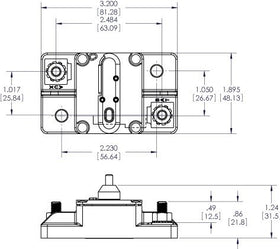 Blue Sea Systems 7187-285 series breaker lever in trip-free safety mode.