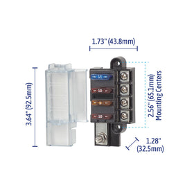 Blue Sea Systems ST blade fuse block installed in a dashboard for accessible power control.