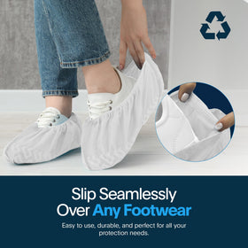 Blue Shoe Guys boot covers feature non-slip lining for stability on wet floors