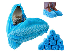 Blue Shoe Guys disposable boot covers in large size fit most shoes for quick, reliable protection.