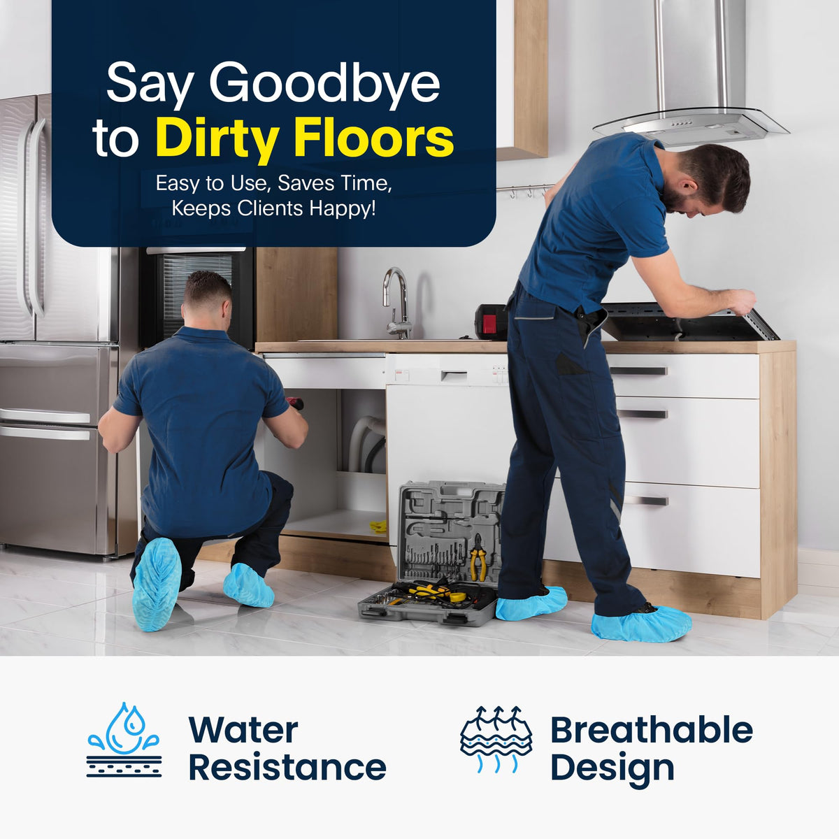 Blue Shoe Guys easy disposable shoe protectors for quick cleanup