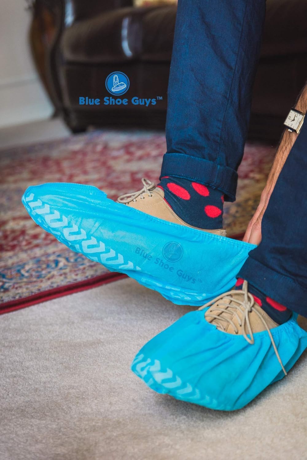 Blue Shoe Guys elastic-band secure-fit design ensures quick donning