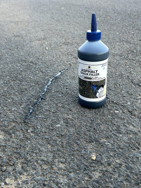 Blue Star crack filler sealing edges in a parking lot helps prevent water intrusion