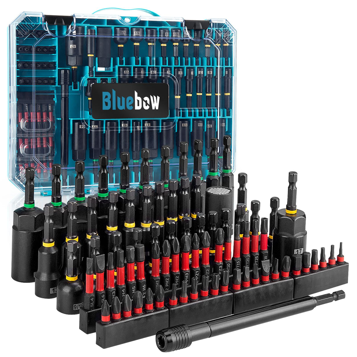 Bluebow 80PSC magnetic impact nut driver set with secure fastener grip