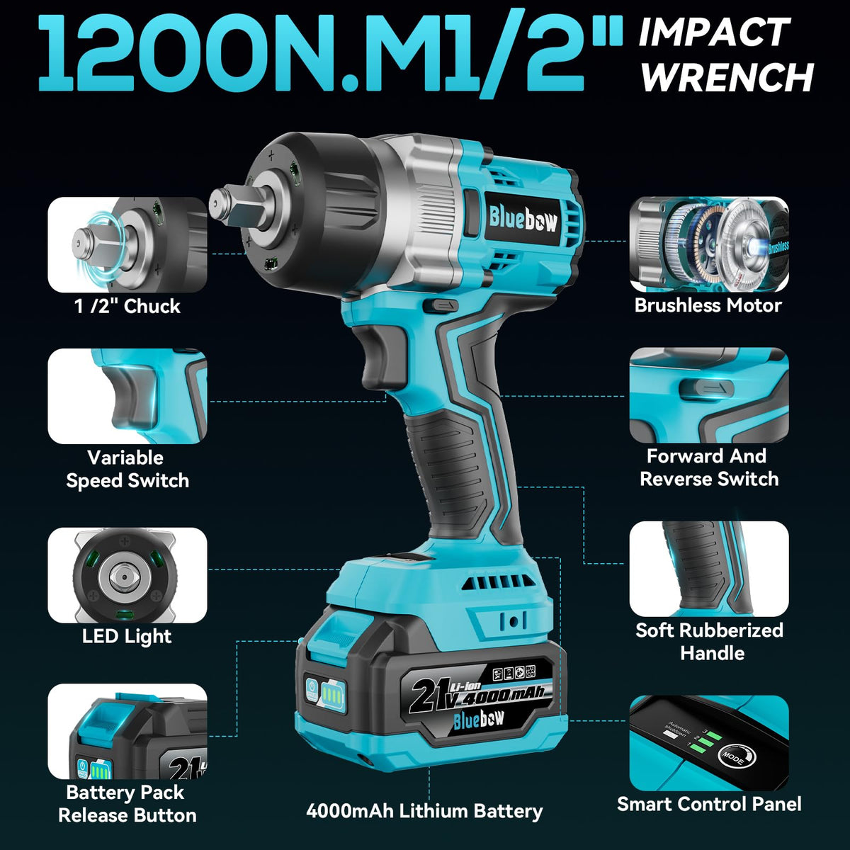 Bluebow extension rod adding reach to hard-to-access fasteners