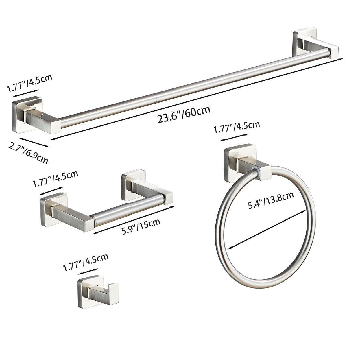Bluebyrne brushed nickel hardware enhances contemporary bathroom design