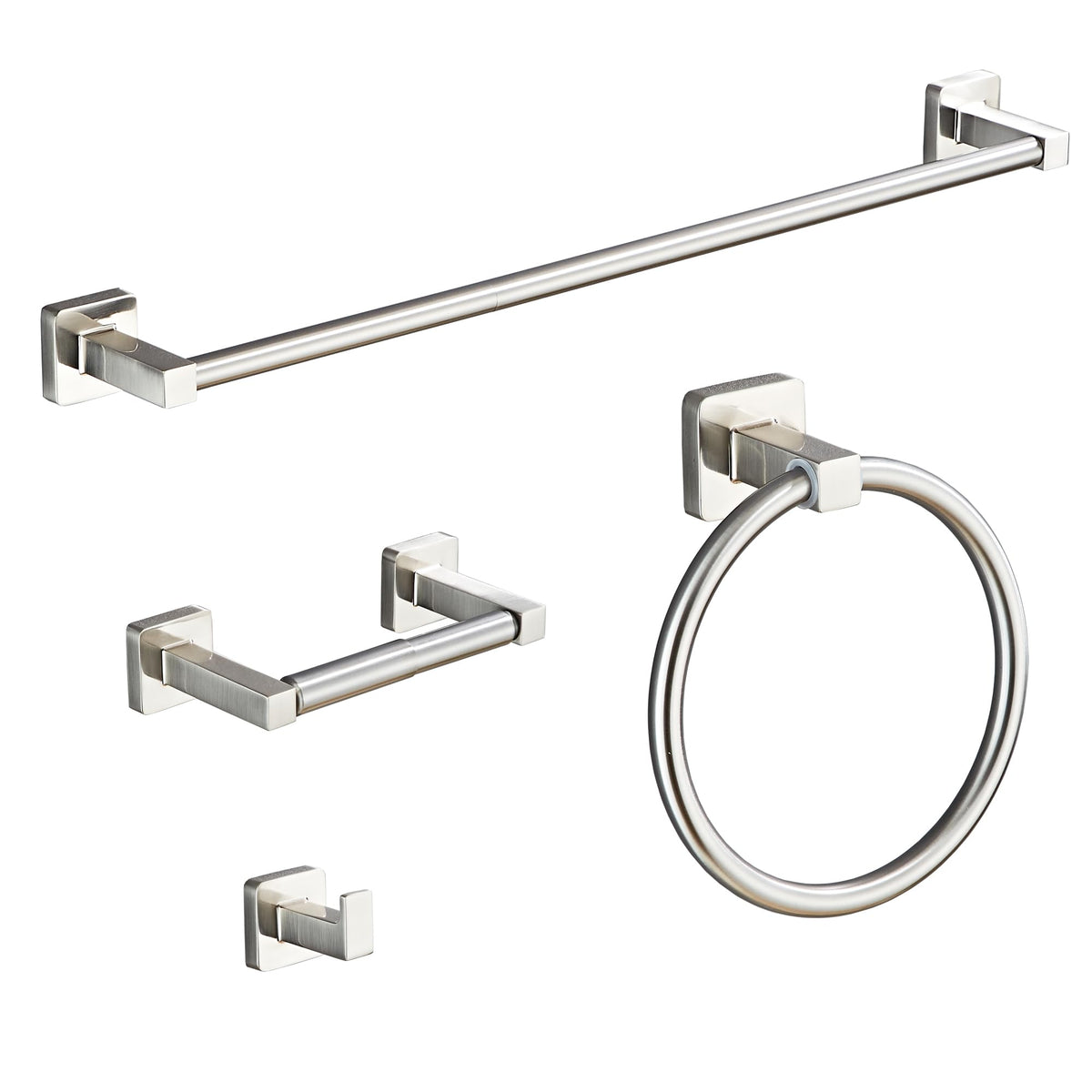 Bluebyrne brushed nickel 23.6-inch towel bar for durable, rustproof storage