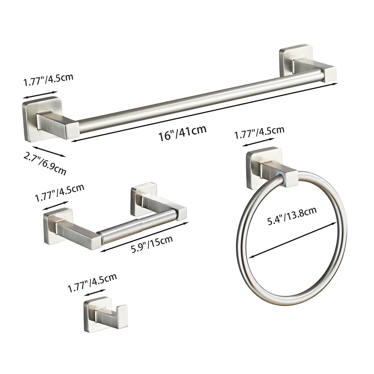 Bluebyrne Brushed Nickel complete bathroom set mounted on wall for cohesive design.