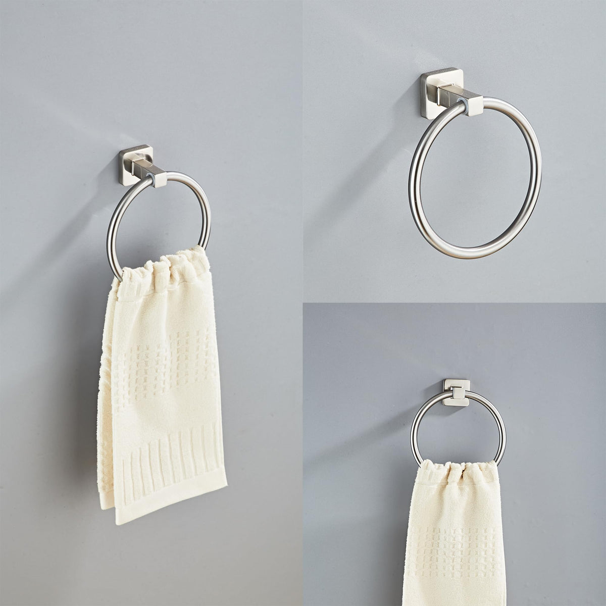 Bluebyrne Brushed Nickel wall hook provides sturdy hanging space.