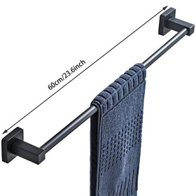 Bluebyrne matte black toilet paper holder offers convenient roll access.
