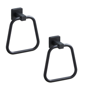 BlueByrne matte black towel ring pack on wall mount, space-saving and stylish.