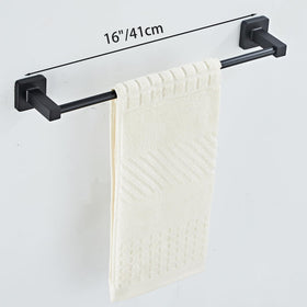 Bluebyrne matte black towel ring keeps towels neat and reachable.