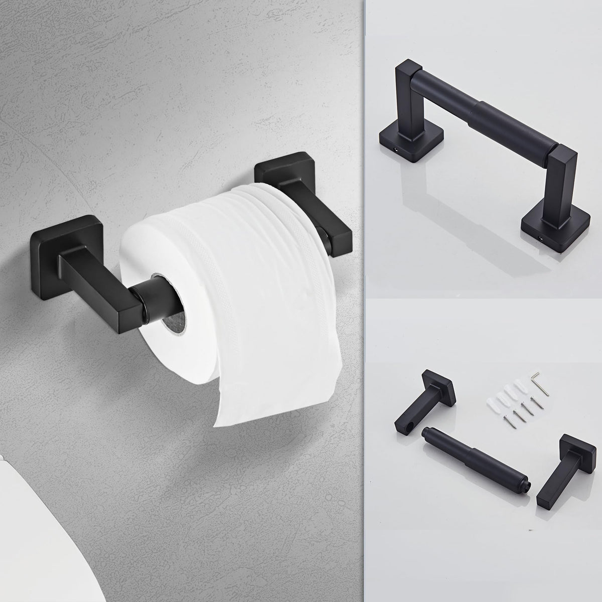 Bluebyrne matte black wall hook adds extra robe or towel space.