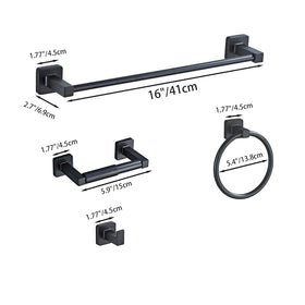 Bluebyrne matte black bathroom hardware set mounted in a clean, modern setup.