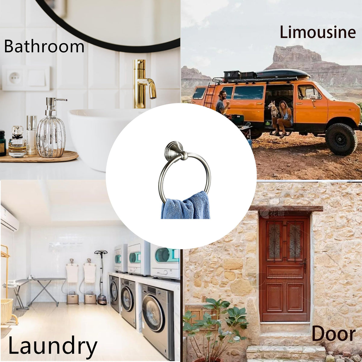 BlueByrne towel ring offers 6-inch width and 2.2-inch projection for towels