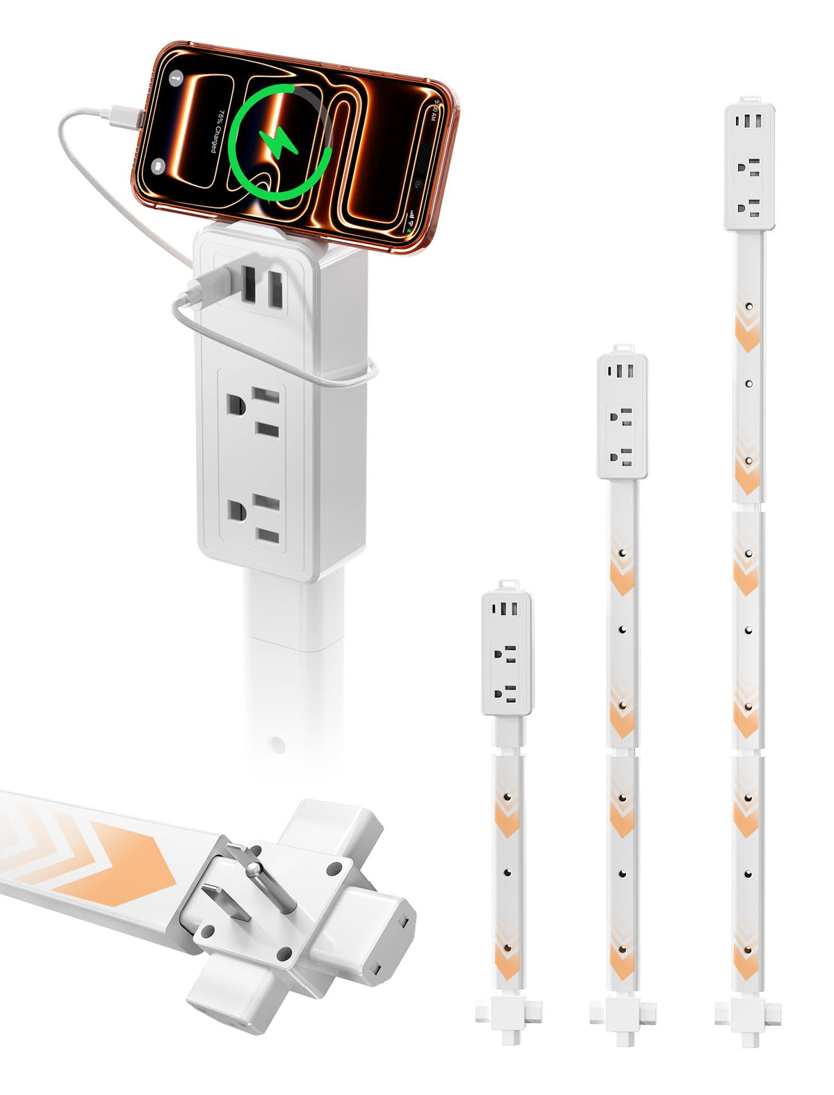 Blueera outlet extender 17-3 inch reach behind furniture for easy access.