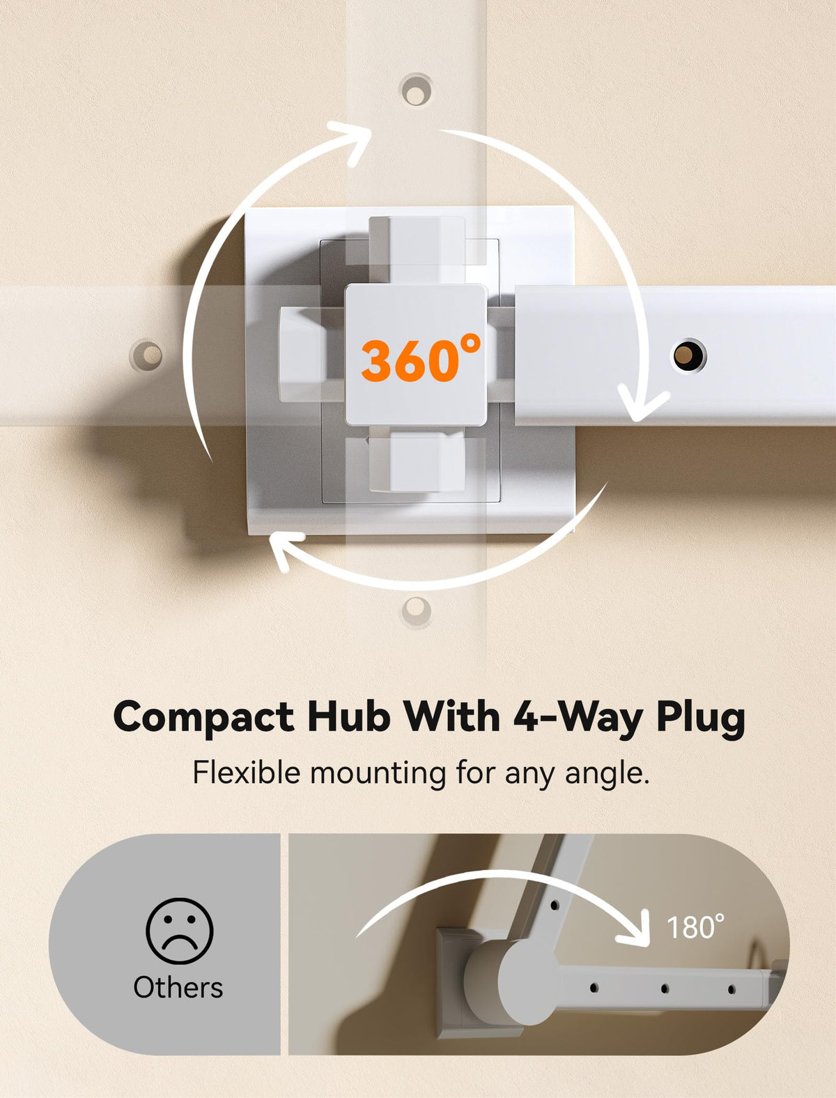Blueera outlet extender demonstrated behind a nightstand for tidy charging.