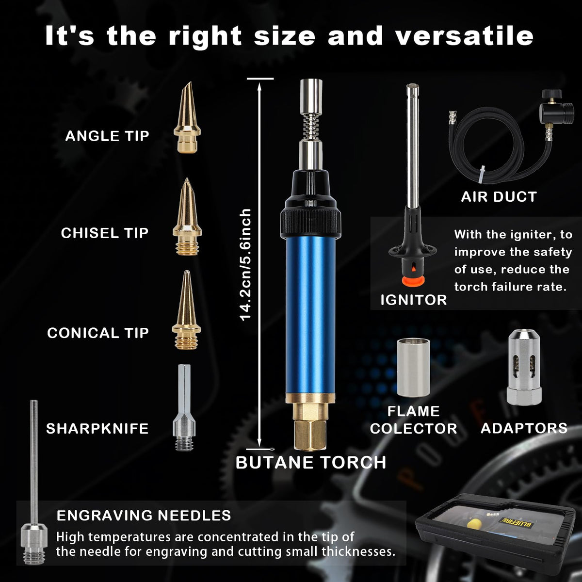 BlueFire piezo lighter integrated for quick soldering ignition