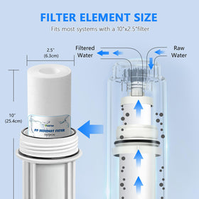 BLUERISE sediment filter in use within a standard 10x2.5 inch RO system.