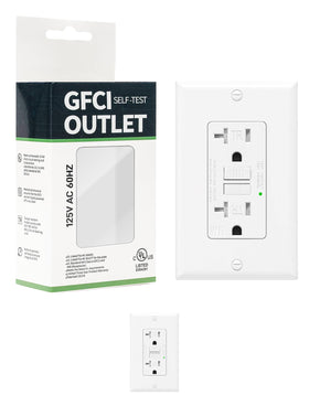 BLUESKY REBECCA 2-pack GFCI outlet with self-test LED status indicator.