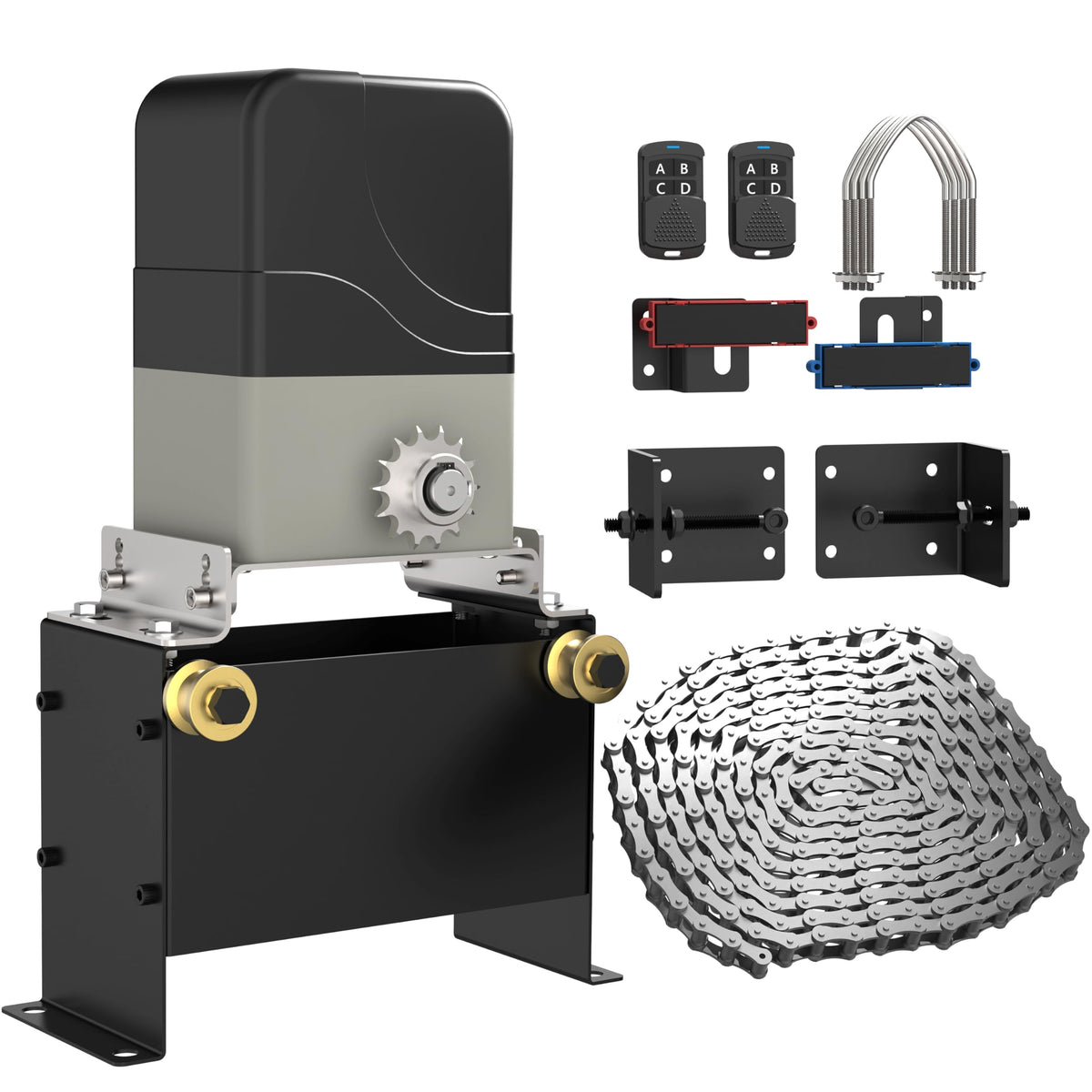 Blütezeit 1100lb gate motor side view demonstrates space-saving design for driveways.