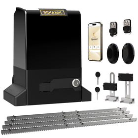 Blütezeit 1800lb gate opener front view showing powerful copper motor for reliable operation.