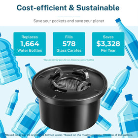 Bluevua alkaline filter in action raises water pH.
