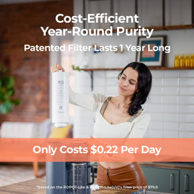 Bluevua countertop water filtration system accessory shown on kitchen counter.