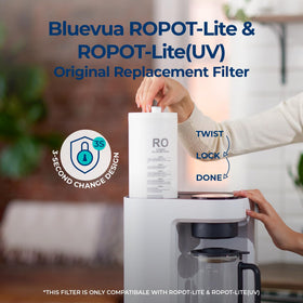 Bluevua replacement filter cartridge for ongoing countertop filtration.