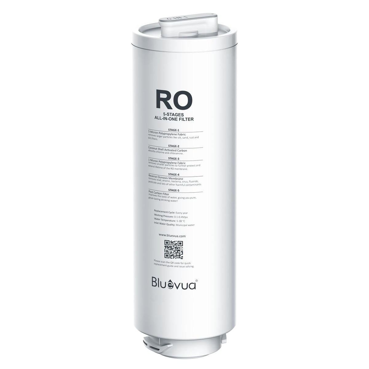 Bluevua RO100ROPOT-Lite replacement filter ensures fresh-tasting water.