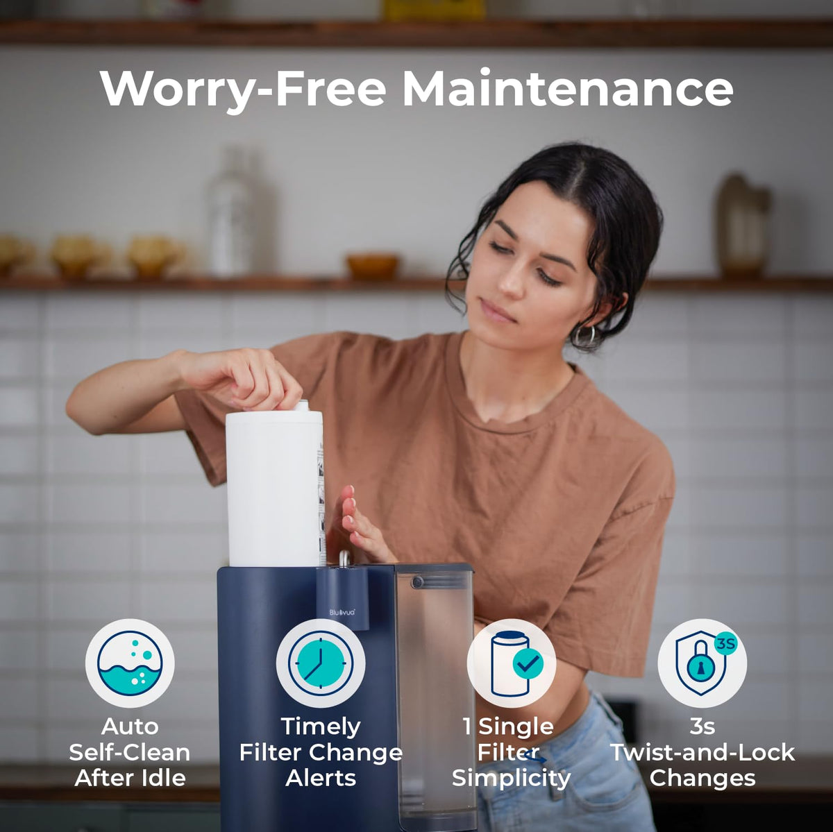 Bluevua RO100ROPOT-Travel quick-filter twist for fast maintenance.
