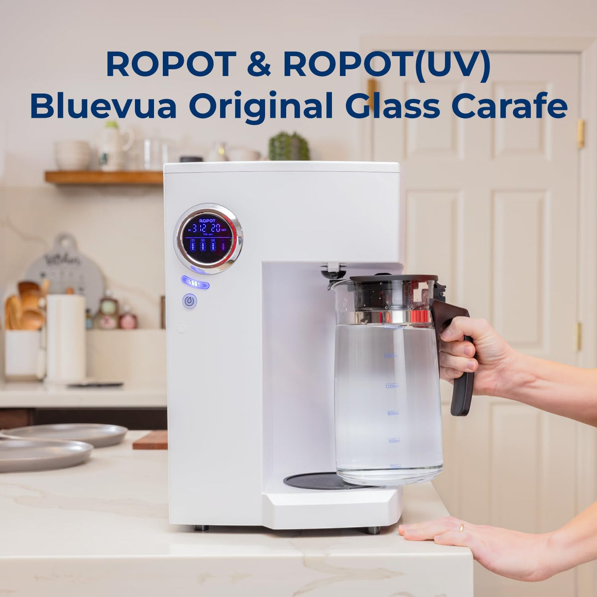 Bluevua Ropot100 replacement carafe side view with 1700ml capacity