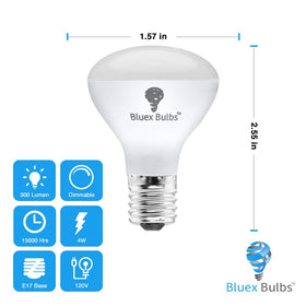 Bluex Bulbs E17 base mini reflector bulb in use for cabinet lighting