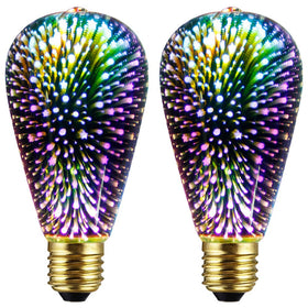 Bluex Bulbs Infinity 3D fireworks ST19 LED bulb, vivid multicolor effect for festive lighting decor.