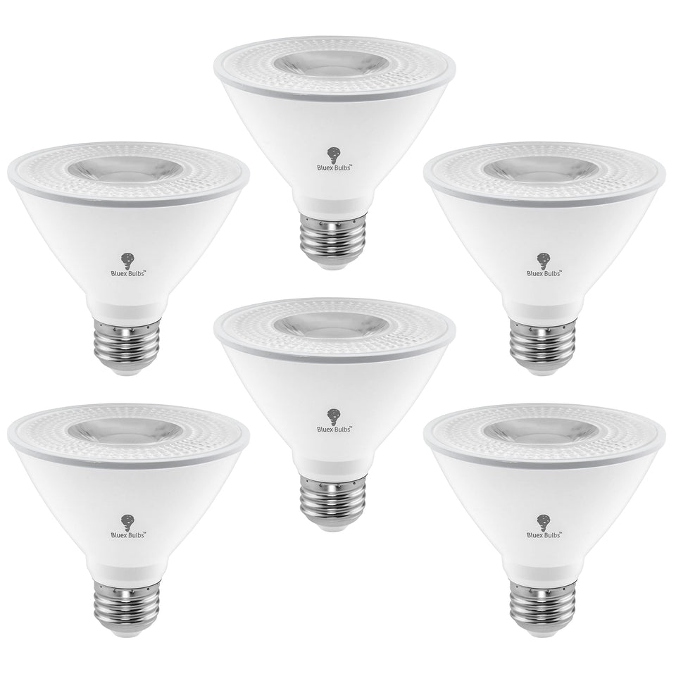 Bluex Bulbs PAR30 LED flood bulb with 850 lumens for bright night security lighting