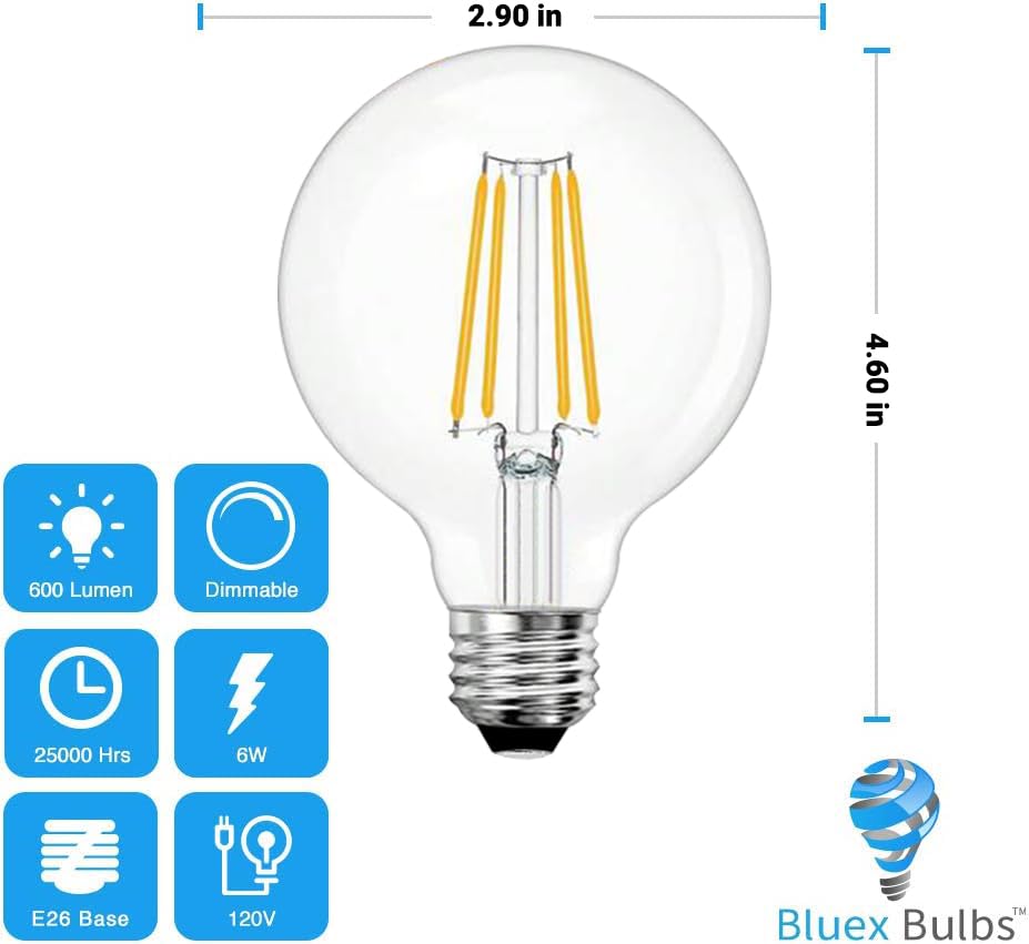 Bluex Bulbs warm white 3000K dimmable LED for cozy bedroom ambience.