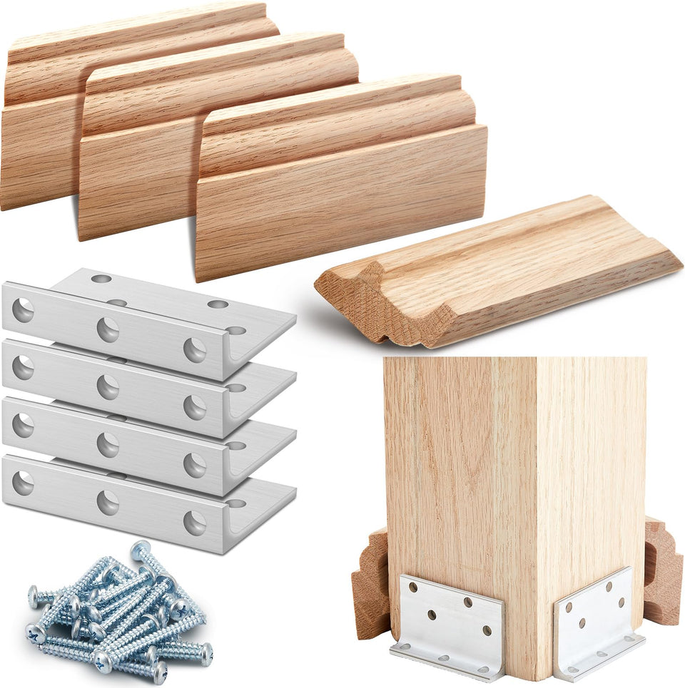 Blulu Newel Post Mounting Kit assembly shows complete hardware for secure railing installation.