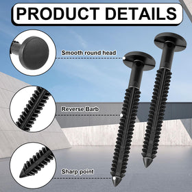 Blulu shutter fasteners with reverse barb prevent backsliding in wind
