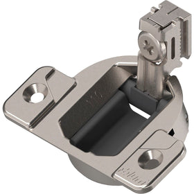 Blum 110° self-closing compact 33 hinge, side view showing concealed hardware for faceframe cabinets.