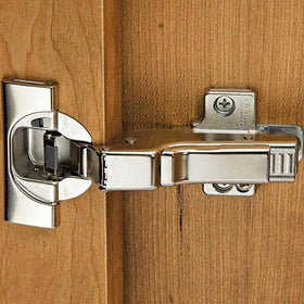 Blum Clip Top Blumotion hinge shown with mounting plates for easy install