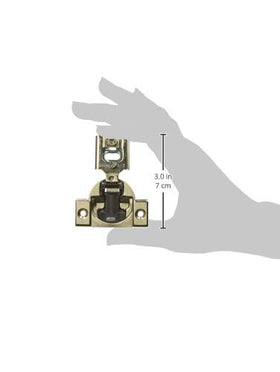 Blum Compact Blumotion hinge with 105-degree opening for wide cabinet access.