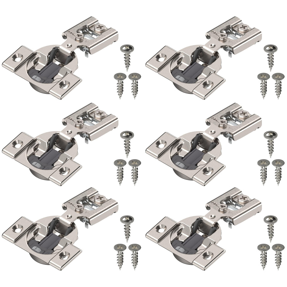Blum Compact Blumotion hinge kit, front view, ready for precise face-frame cabinet installation