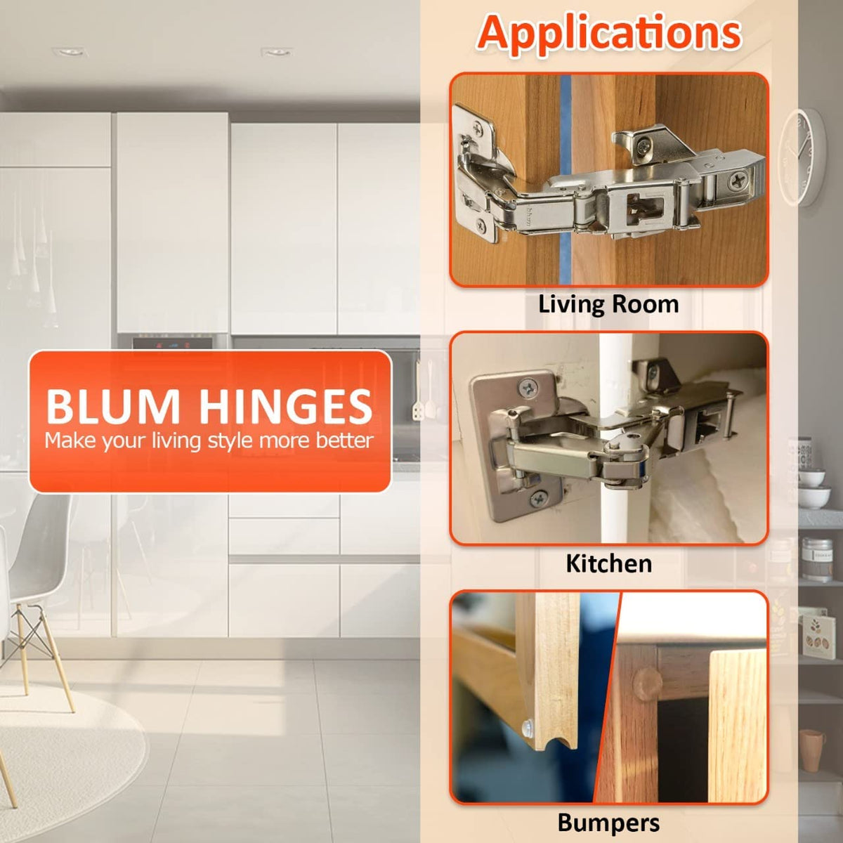 Blum concealed European hinge provides a discreet, hidden profile