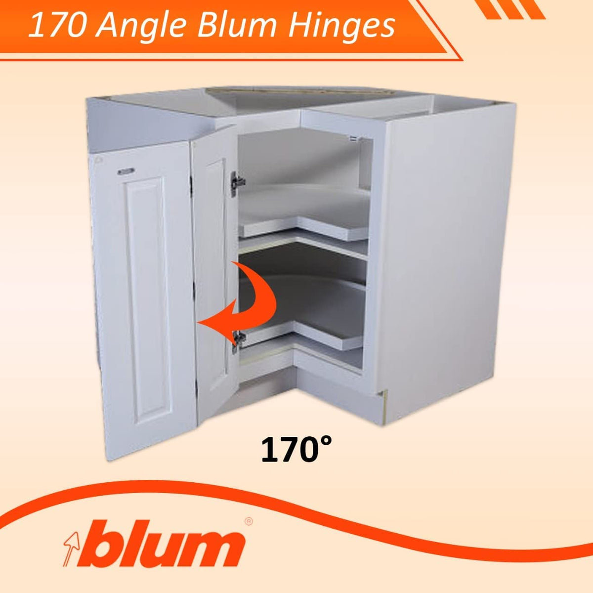 Blum face-frame nickel hinge adds a sleek interior finish