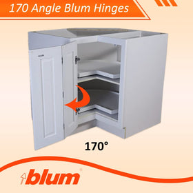 Blum face-frame nickel hinge adds a sleek interior finish